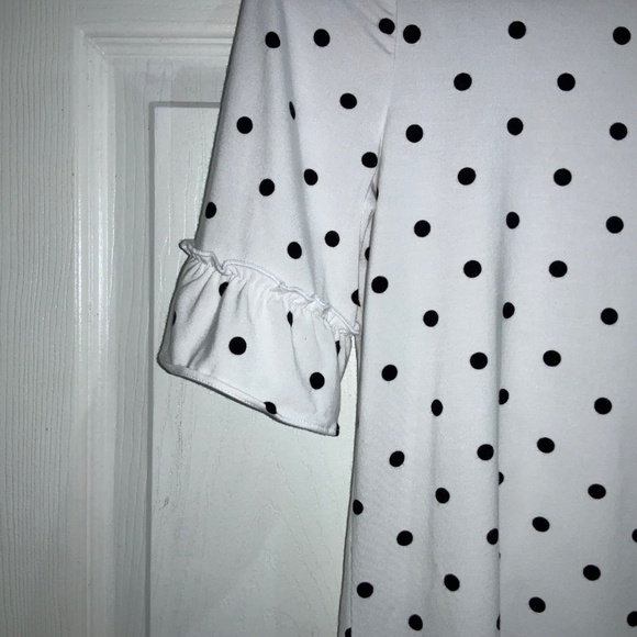 Talbots Petite Polka Dot Scoop Neck Flutter Sleeve Pullover Top Sz PP - Picture 2 of 5